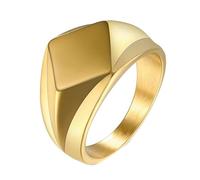 Anillos de compromiso para hombre, anillos de compromiso con rombos lisos, de acero inoxidable, P 1/2, Acero inoxidable, Sin piedras preciosas