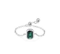 Anillos de compromiso para mujer, anillo de memoria con esmeralda artificial, plata de ley 9K, oro blanco, talla 56 (17,8)