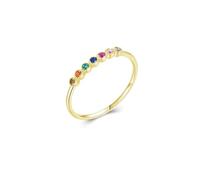 Anillos de compromiso simples para mujer, redondos con circonita cúbica, oro amarillo, L 1/2, Oro amarillo de 9 quilates, Zirconia cúbica