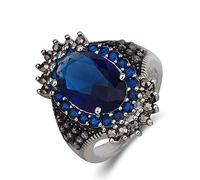 Anillos de compromiso vintage con circonitas ovaladas grandes y baño de oro y cobre para mujer