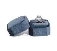 Anillos De Compromiso Wedding Band Box Caja Anillos Terciopelo Para Boda, Propuesta,Compromiso(Blue-02)