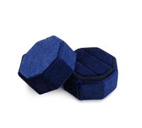 Anillos De Compromiso Wedding Band Box Caja Anillos Terciopelo Para Boda, Propuesta,Compromiso(Dark blue-Double)