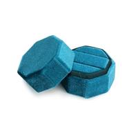 Anillos De Compromiso Wedding Band Box Caja Anillos Terciopelo Para Boda, Propuesta,Compromiso(Light blue-Double)
