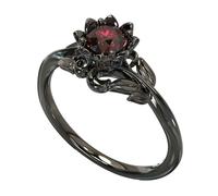 Anillos de corazón de oro negro con cristales y circonitas, para mujer, joyas de estilo retro, anillos góticos de calavera, talla única, como se describe, como se describe