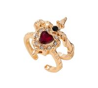 Anillos de corazón para mujer, juego de piercings góticos apilables ajustables, banda de corazón abierto, joyería estética punk, recuerdo de San Valentín y graduación, equipo de boda y compromiso
