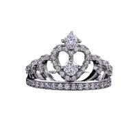 Anillos de corona para mujeres románticas color plata incrustada con circonitas cúbicas brillantes joyas para fiestas de boda regalo de San ValentinoDurability