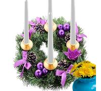 Anillos de coronas de velas,Guirnalda creativa de Adviento con 4 candelabros - 11,81 pulgadas coronas navideñas decoración de mesa central para iglesia casera