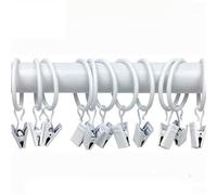 anillos de cortina, Anillos de cortina con clips 100 piezas colgantes metal inoxidables for cortinas y ropa(White)