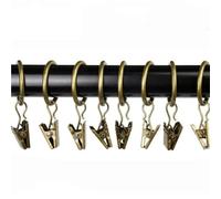 anillos de cortina, Anillos de cortina con clips 100 piezas colgantes metal inoxidables for cortinas y ropa(Antique Brass)