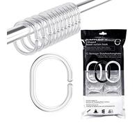 Anillos de cortina de ducha 24 unidades, ganchos para cortina de ducha transparentes, anillos para cortina de ducha para barra de ventana de ducha, anillos de cortina de ducha de plástico estable