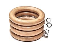 Anillos de cortina de madera de 45 mm con ojal de rosca de madera natural, anillos de cortina para colgar con ojales deslizantes para postes, paquete de 12 unidades.