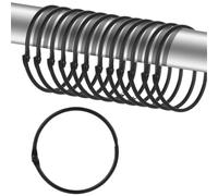 anillos de cortina, Ganchos for cortina de ducha, 50 Uds., anillos decorativos Metal, bucles for cortinas baño hierro inoxidable, O lisos(Bk)