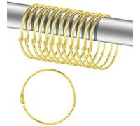 anillos de cortina, Ganchos for cortina de ducha, 50 Uds., anillos decorativos Metal, bucles for cortinas baño hierro inoxidable, O lisos(Gold)