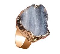 Anillos de cristal natural para mujer, anillos de declaración para mujer | Anillo natural de mujer Anillo de cristal de amatista,Amatista áspera Hermoso anillo amigos de la familia colegas, verwijzen