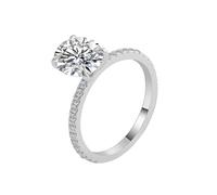 Anillos de dedo medio, anillos vintage con 4 garras ovaladas de moissanita de oro blanco, regalos únicos para amigas y mujeres, M 1/2, Oro blanco de 9 quilates, Moissanita