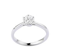 Anillos de dedo medio para mujer, anillo de promesa para mí mismo con diamante redondo de 6 puntas de 0,5 quilates, oro blanco de 9/14/18 quilates, platino, M 1/2, Platino, Diamante