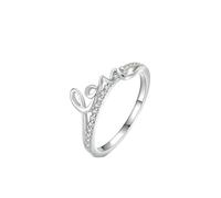 Anillos de dedo medio para mujer, conjunto de anillos de amor con moissanita, regalos únicos para mujer, H 1/2, Oro blanco de 9 quilates, Moissanita