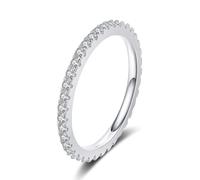 Anillos de diamantes cultivados en laboratorio para mujer, joyería amigable con 0,57 quilates, anillo de boda de oro blanco eternidad, M 1/2, Oro blanco de 14 quilates, Diamante sintético