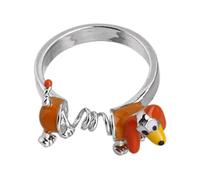 Anillos de dibujos animados para perro, anillo de declaración de cachorro para madre e hija, anillo de primavera para amantes de las mascotas, one size, Zinc, No es una piedra preciosa
