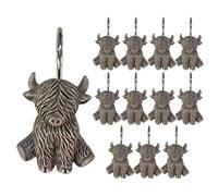 Anillos de ducha - 12 piezas rústicos a prueba de óxido divertidos - Ganchos de baño modernos para ducha | para interior familiar, dormitorio, baño, bañera, escuela, hotel, granja, gimnasio, RV