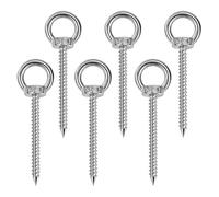 Anillos De Elevación M8 x 120mm, Tornillo con Argolla De Acero Inoxidable, Anillo Ojo Perno Plateado, Ringschraube para Hamacas, Toldos, Sillas Colgantes, Mecedoras, Cables Fijos (6 Piezas)