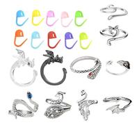 Anillos de ganchillo de animales, 10 anillos de guía de ajustables con diseño de animales, tensor de guía de ajustable de aleación de zinc