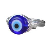 Anillos de globo ocular para hombres, de de demonio para mujeres | Tiny Blue Eye Anillos de perlas de alambre envuelto para hombres joyas felices regalos de cumpleaños