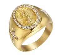 Anillos De Hip Hop - 18K Gold Plated Band, Titanium Steel Hiphop Ring, Iced Out Jewelry | Punk Statement Finger Accessory For Friends Father Family Adult Men Women Fashion Party Concert Outfit