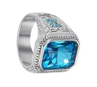 Anillos de hombres de strass hiphop, anillos de strass - Anillos de fiesta, tamaño 7/8/9/10/11/12/13 Hiphop Blue Rhinestone Wedding Engagement Promise Jewelry para hombres, IO, Acero de titanio