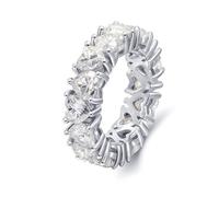 Anillos de joyería para mujer, anillo de boda de oro blanco con corazón de ella con moissanita blanca, H 1/2, Oro blanco de 14 quilates, Moissanita