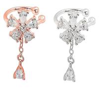 Anillos de joyería, pendientes de plata, pendientes for mujer, clips de oreja de flores, pendientes ajustables, clips de oreja de circón, pendientes florales, pendientes de diamantes de imitación(Gold