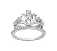 Anillos de juego para niños, chapado en oro, redondo, corte blanco, con relleno de pavé, compromiso, promesa de boda, anillo de corona para mujeres y amantes, cierre de anillos, 10, Cobre, Sin piedras