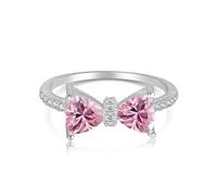 DLAZUM Anillos de Lazo Rosa para Mujer Anillos de Plata de Ley 925 para Mujer Anillos para Ella Anillos de Boda apilables para Mujer Anillo de Nudo de Amor Infinito para Siempre (Talla 8)