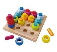 Anillos de madera para clasificar y apilar HABA Rainbow Whirls: fomentan la motricidad fina, el reconocimiento de colores y patrones (fabricados