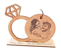 Anillos de Madera para Los Siguientes en una Boda con Retrato Grabado en Madera y Mensaje Personalizado, Regalo Sois los Siguientes, Detalle para la pareja siguiente en casarse