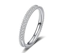 Anillos de mamá para mujer, anillos de diamantes creados en laboratorio eternidad de oro blanco de 0,15 quilates para mujer, Q 1/2, Oro blanco de 14 quilates, Diamante sintético de laboratorio