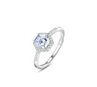 Anillos de mejor amiga para mujer con moissanita hexagonal de 1 quilate, regalos únicos para mujer, P 1/2, Platino, Moissanita
