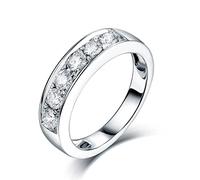 Anillos de metal, anillo de boda de oro blanco de 18 quilates, redondo con diamante creado en laboratorio de 0,65 ct, anillo de compromiso, talla 4, 27, Oro blanco de 18 quilates, Diamante