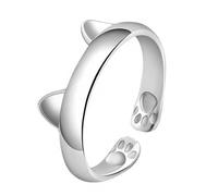 Anillos de moda con orejas y patas ajustables, dibujos animados, dedo de gatito, regalos de moda para mujeres elegantes, orejas negras, One Size, como se describe, como se describe