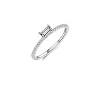 Anillos de moda para mujer, anillo de promesa para hija, oro blanco de 9 K/14 quilates, forma rectangular con moissanita, S 1/2, Oro blanco de 9 quilates, Moissanita
