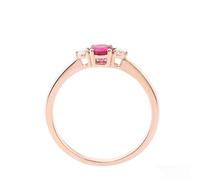 Anillos de moda para mujer, anillos de promesa redondos con rubí y oro rosa, regalos únicos para amigas y mujeres, H 1/2, Oro rosa de 9 quilates, Rubí