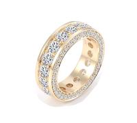 Anillos de moda para mujer, anillos vintage de eternidad con forma redonda, joyería de moissanita para mujer, Z 1/2, Oro amarillo de 14 quilates, Moissanita
