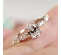 Anillos de moissanita, anillo de diamante cuadrado de princesa, anillos de compromiso de plata de ley 925 de 3 quilates, anillos de compromiso de boda con circonita cúbica ovalada para ella, bandas