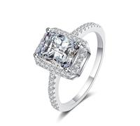 Anillos de moissanita de corte radiante de 1 quilate/2 quilates para mujer, color D, claridad VVS1, anillos de boda de moissanita creados en laboratorio para mujer, chapados en oro blanco de 14