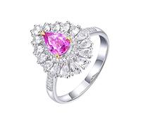 Anillos de mujer, anillo de boda de oro blanco de 18 quilates, pera y zafiro, creado por el laboratorio de 0,92 ct, anillo de propuesta, talla 4, 10, Oro blanco de 18 quilates, Zafiro