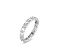 Anillos de mujer con pulgar, anillo rosado para mujer, triángulo geométrico, filas de diseño con moissanite redondo, oro blanco de 18 quilates, talla 56 (17,8)