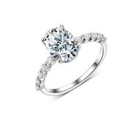 Anillos de mujer delgados, lindos anillos ovalados de oro blanco con corte ovalado de 2,5 quilates Moissanite platino 950, talla 63 (20.1)