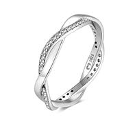 Anillos de mujer en plata de ley enlazados con brillantes. Anillo plata mujer con acabado plateado o dorado. Joyería ideal para parejas, regalo para madres, amigas... Anillos para parejas