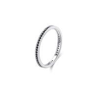 Anillos de mujer Pulgar, Anillo de Compromiso Vintage Diseño Clásico de Fila con Ónix Negro Redondo 18K Oro Blanco Talla 62 (19.7)