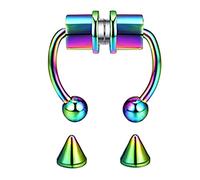 Anillos de nariz de doble aro de acero inoxidable 316L, anillo de nariz, joyería de titanio (multicolor, talla única), algodón, No es una piedra preciosa